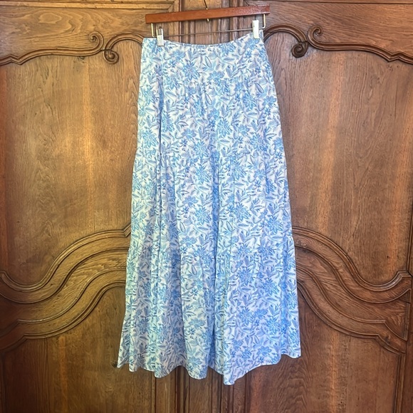 J.McLaughlin Ophelia Cotton Voile Floral Print Tiered Ruffle Maxi Skirt - Picture 2 of 12